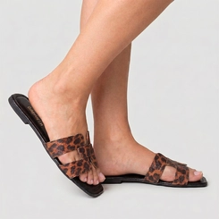 Rasteira Feminina Gabriela Essenciais Vazados Animal Print Onça Multicolor