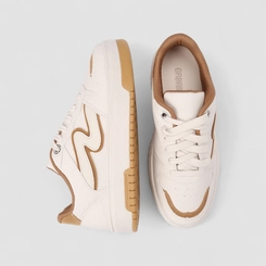 Tênis Casual Feminino Gabriela Texturizado Branco & Caramelo