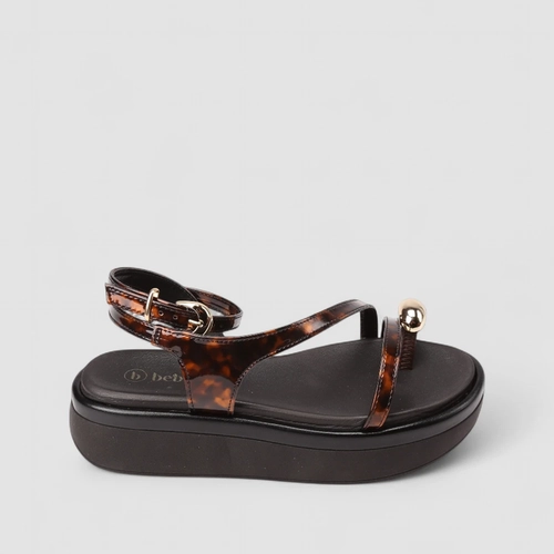 Sandália Feminina Bebecê Flatform Tartaruga Preto