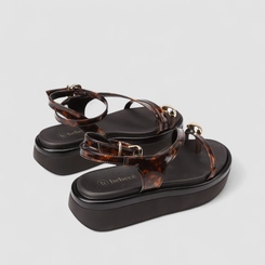 Sandália Feminina Bebecê Flatform Tartaruga Preto