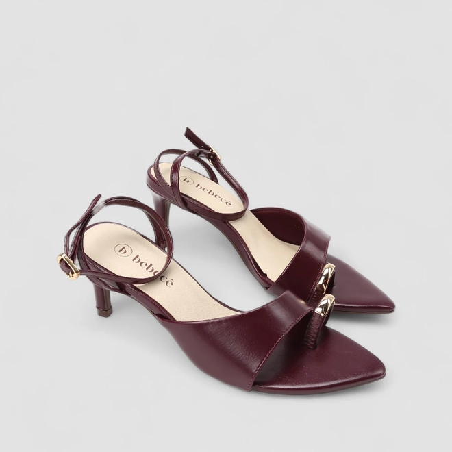 Sandália Feminina Bebecê Salto Fino Detalhe Bold Vinho