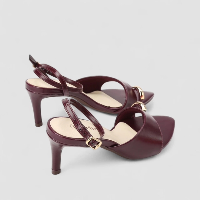 Sandália Feminina Bebecê Salto Fino Detalhe Bold Vinho