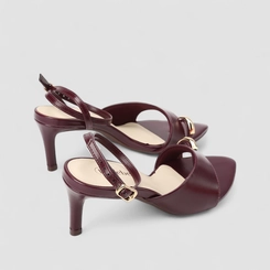 Sandália Feminina Bebecê Salto Fino Detalhe Bold Vinho