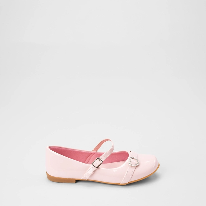 Sapatilha Boneca Infantil Gabrielinha Enfeite Coração Strass & Verniz Rosa