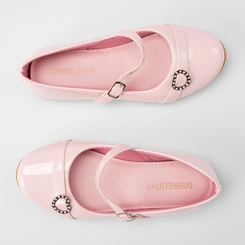 Sapatilha Boneca Infantil Gabrielinha Enfeite Coração Strass & Verniz Rosa