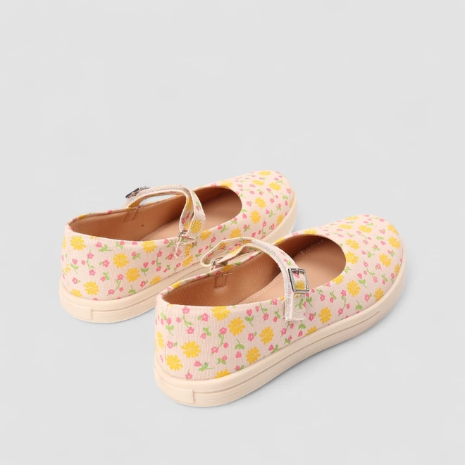 Sapatilha Infantil Feminina Gabrielinha Fivela Flores Bege