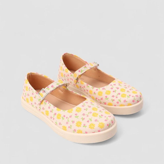 Sapatilha Infantil Feminina Gabrielinha Fivela Flores Bege