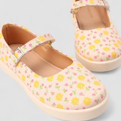 Sapatilha Infantil Feminina Gabrielinha Fivela Flores Bege