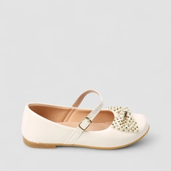 Sapatilha Infantil Gabrielinha Boneca Verniz Laço Pedrarias Off White