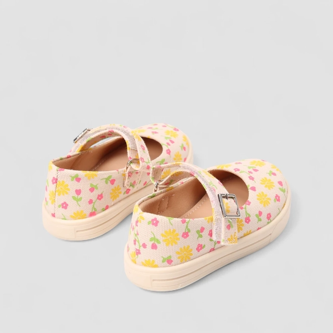 Sapatilha Bebê Gabrielinha Floral Off White