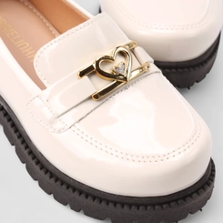 Sapato Infantil Gabrielinha Fivela Coração Offwhite