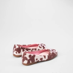 Sapatilha Boneca Infantil Gabrielinha Enfeite Laço Animal Print Vaca Off White
