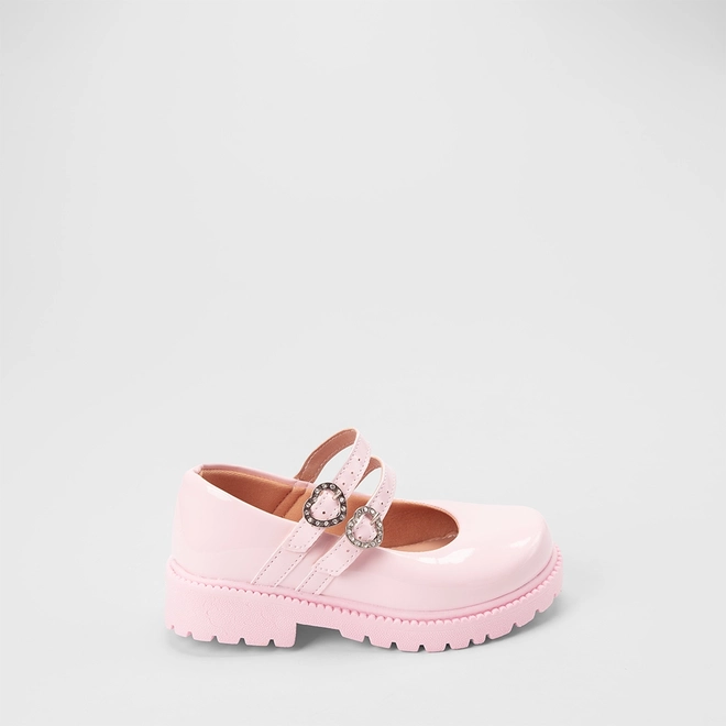 Sapatilha Boneca Infantil Gabrielinha Detalhe Coração Strass & Verniz Rosa