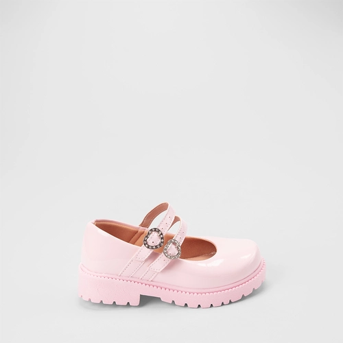 Sapatilha Boneca Infantil Gabrielinha Detalhe Coração Strass & Verniz Rosa