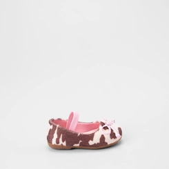 Sapatilha Boneca Bebê Gabrielinha Enfeite Laço Animal Print Vaca Off White