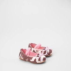 Sapatilha Boneca Bebê Gabrielinha Enfeite Laço Animal Print Vaca Off White