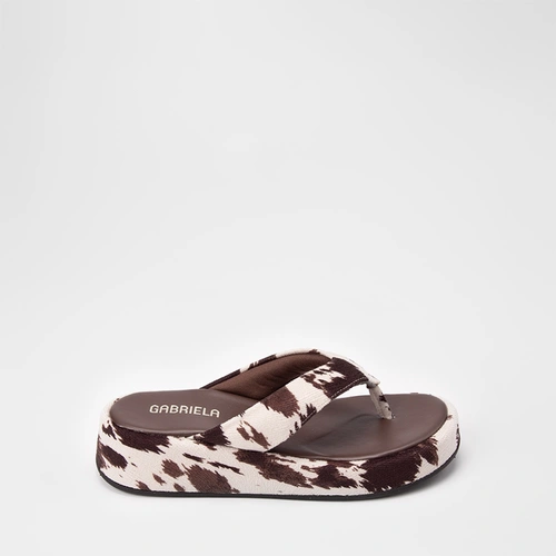 Tamanco Feminino Gabriela Flatform Animal Print Vaca Multicolor