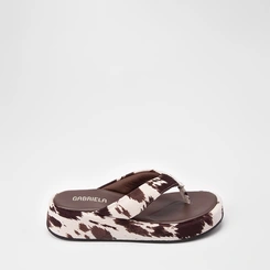 Tamanco Feminino Gabriela Flatform Animal Print Vaca Multicolor