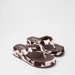 Tamanco Feminino Gabriela Flatform Animal Print Vaca Multicolor