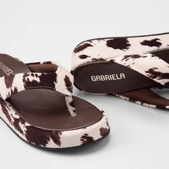 Tamanco Feminino Gabriela Flatform Animal Print Vaca Multicolor