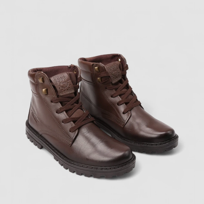 Bota Coturno Masculino Pegada Original Couro Marrom