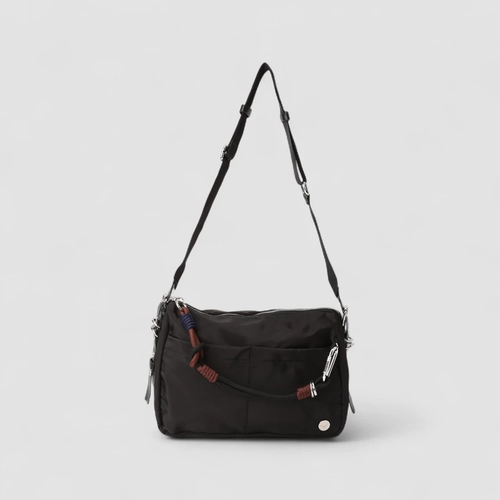 Bolsa Transversal Vertus Pequena Detalhe Corda & Ilhós Preta