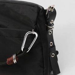 Bolsa Transversal Vertus Pequena Detalhe Corda & Ilhós Preta