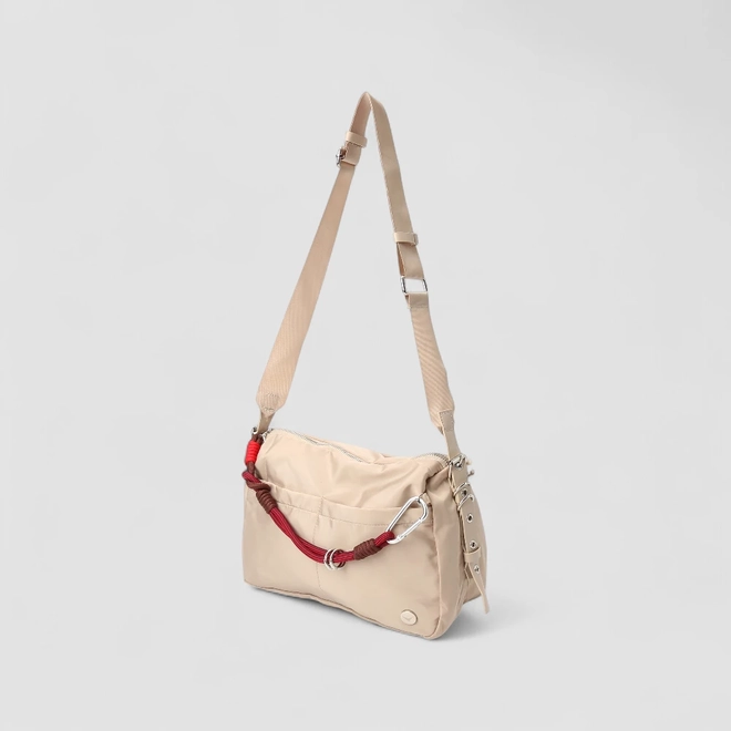 Bolsa Transversal Vertus Pequena Detalhe Corda & Ilhós Bege