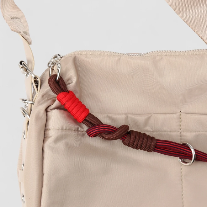 Bolsa Transversal Vertus Pequena Detalhe Corda & Ilhós Bege