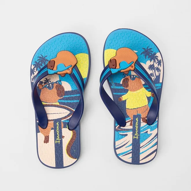 Chinelo Infantil Ipanema Capivara Praia Azul