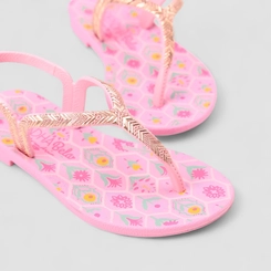 Chinelo Feminino Grendha Floral Metalizado Rosa