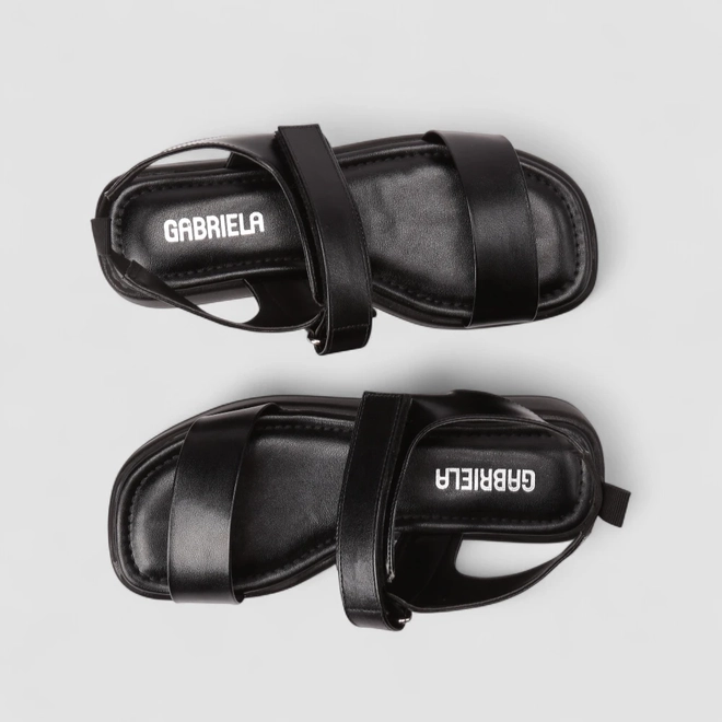 Sandália Feminina Gabriela Flatform Ajustável Preto