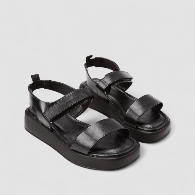 Sandália Feminina Gabriela Flatform Ajustável Preto