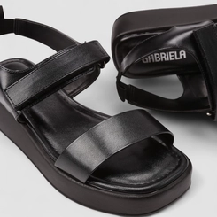 Sandália Feminina Gabriela Flatform Ajustável Preto