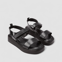 Sandália Feminina Gabriela Flatform Ajustável Preto