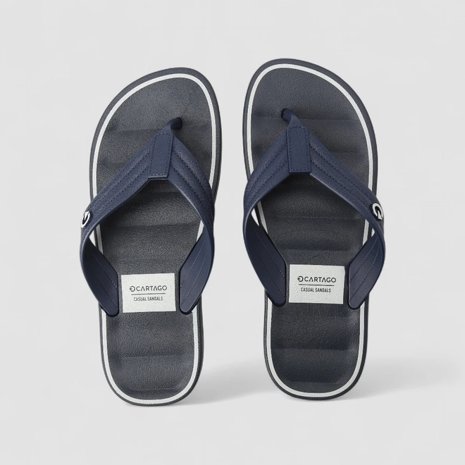 Chinelo Masculino Cartago Listra Branca Azul Marinho