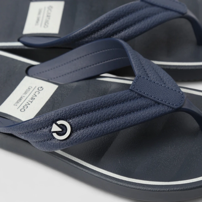 Chinelo Masculino Cartago Listra Branca Azul Marinho