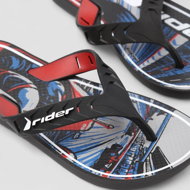 Chinelo Infantil Rider Street Preto & Vermelho