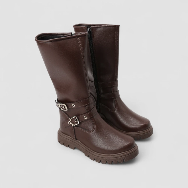 Bota Infantil Gabrielinha Cano Alto Enfeite Fivela Marrom