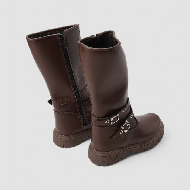 Bota Infantil Gabrielinha Cano Alto Enfeite Fivela Marrom