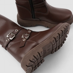 Bota Infantil Gabrielinha Cano Alto Enfeite Fivela Marrom