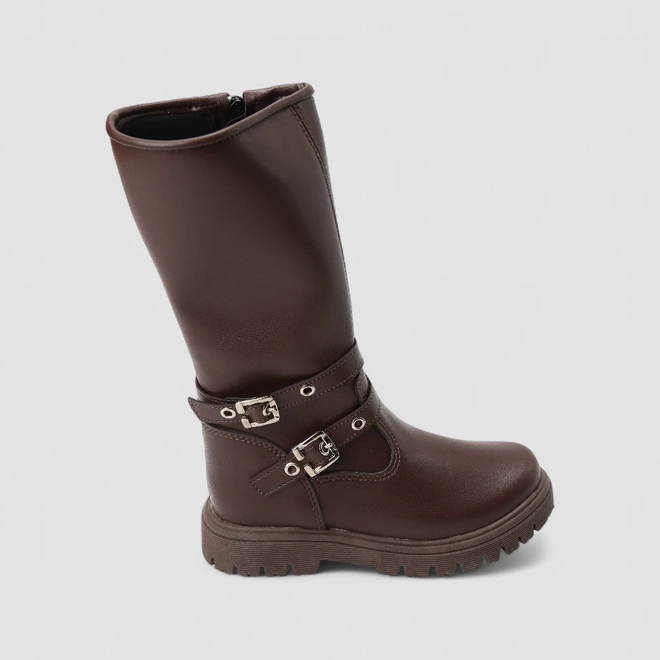 Bota Infantil Gabrielinha Cano Alto Enfeite Fivela Marrom
