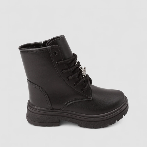 Bota Coturno Infantil Gabrielinha Com Pingente Borboleta Preto