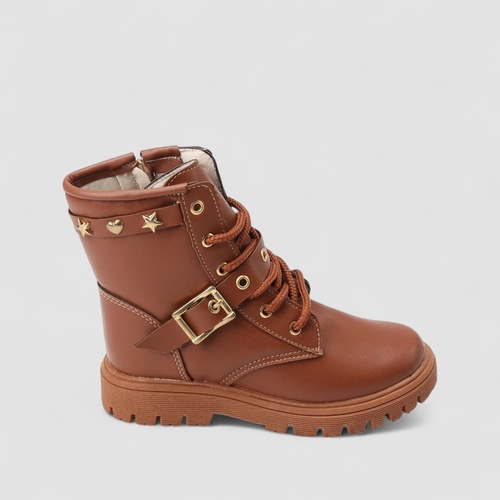 Bota Coturno Infantil Gabrielinha Fivela Detalhe Tachas Marrom