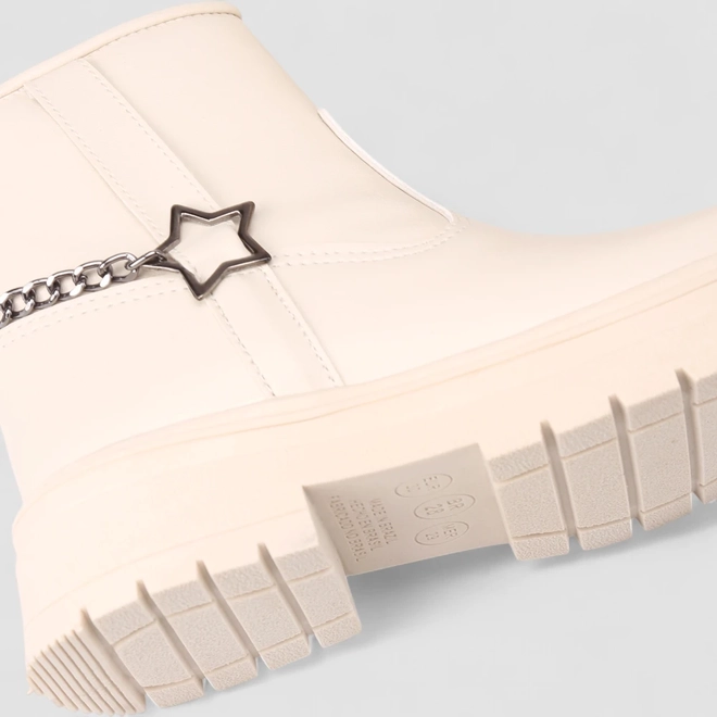 Bota Coturno Infantil Gabrielinha Com Corrente & Estrela Off White