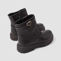 Bota Coturno Infantil Gabrielinha Detalhe Coração Preto