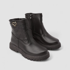 Bota Coturno Infantil Gabrielinha Detalhe Coração Preto