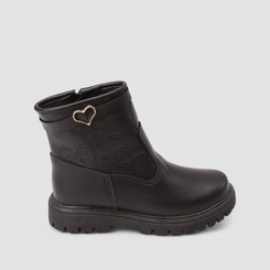Bota Coturno Infantil Gabrielinha Detalhe Coração Preto