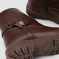 Bota Coturno Infantil Gabrielinha Detalhe Tira & Estrela Marrom