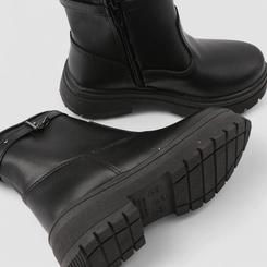 Bota Coturno Infantil Gabrielinha Pingente Coração Preto